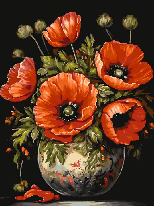 Картина по номерам без подрамника «Букет маков» 80x60 см