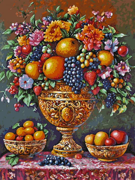 Картина по номерам без подрамника «Фруктовый пир» 80x60 см