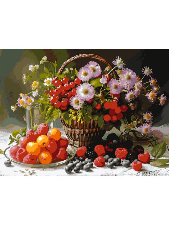 Картина по номерам без подрамника «Ягодный пир» 80x60 см