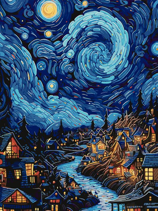 Картина по номерам без подрамника «Звездная ночь» 130x100 см