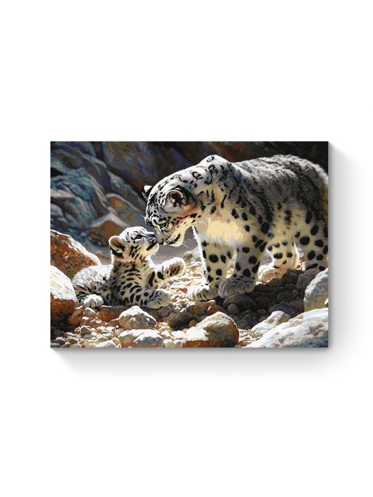 Картина по номерам на подрамнике «Снежные барсы» 90x70 см