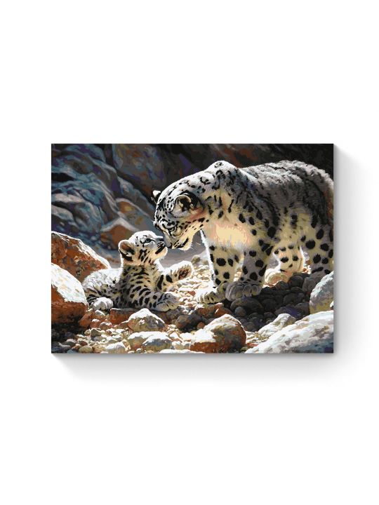 Картина по номерам на подрамнике «Снежные барсы» 80x60 см