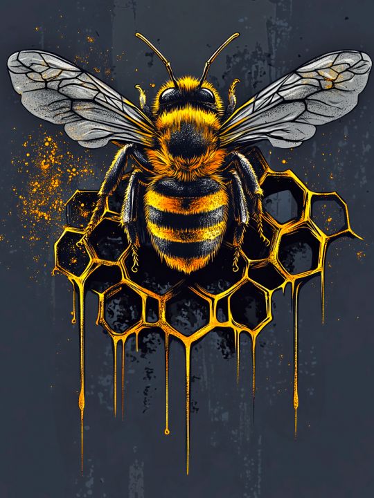Алмазная мозаика без подрамника «Золотая пчела» 25x20 см