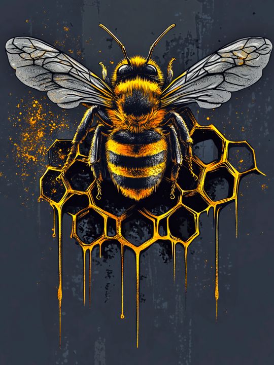 Алмазная мозаика без подрамника «Золотая пчела» 80x60 см