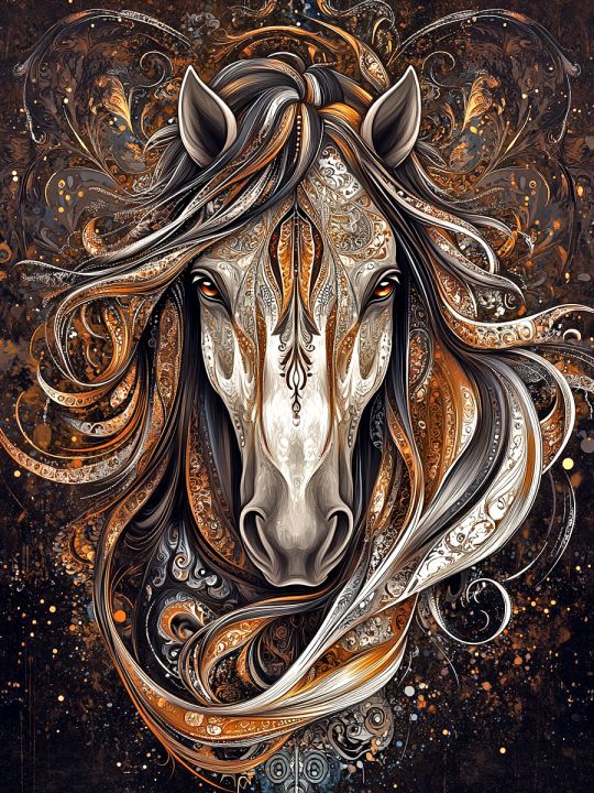 Алмазная мозаика без подрамника «Золотой конь» 50x40 см