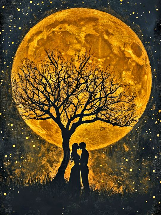 Алмазная мозаика без подрамника «Золотая луна» 80x60 см