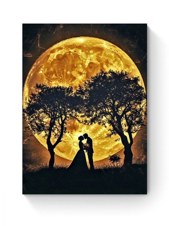 Алмазная мозаика на подрамнике «Золотая луна» 70x50 см