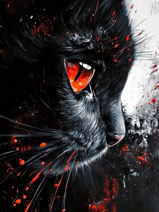 Алмазная мозаика без подрамника «Черный кот» 35x25 см