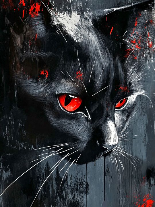 Алмазная мозаика без подрамника «Черный кот» 130x100 см