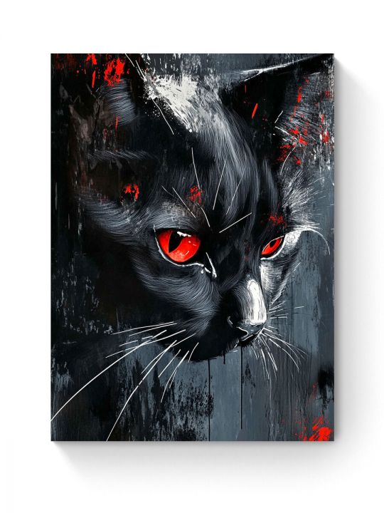 Алмазная мозаика на подрамнике «Черный кот» 50x40 см