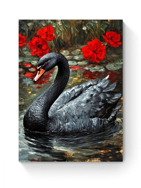 Алмазная мозаика на подрамнике «Черный лебедь» 35x25 см