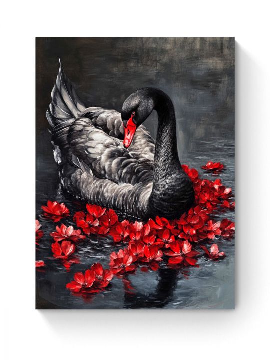 Алмазная мозаика на подрамнике «Черный лебедь» 60x45 см