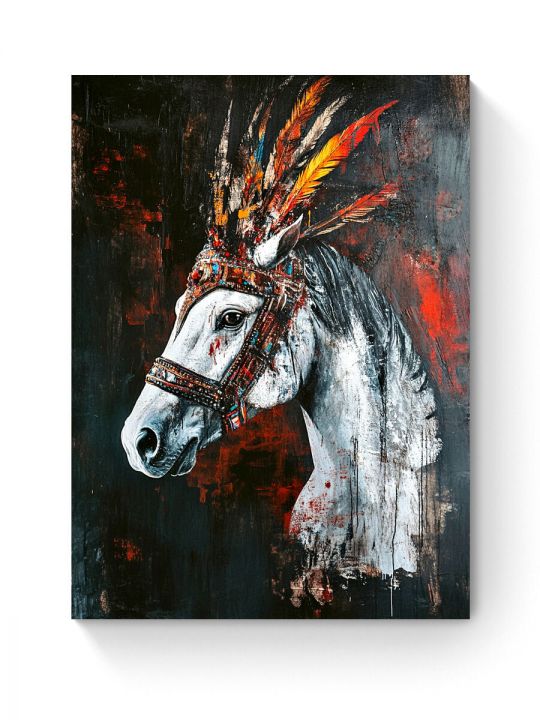 Алмазная мозаика на подрамнике «Конь вождя» 40x30 см