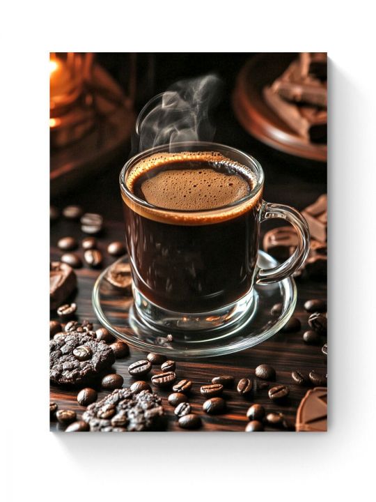 Алмазная мозаика на подрамнике «Черный кофе» 80x60 см