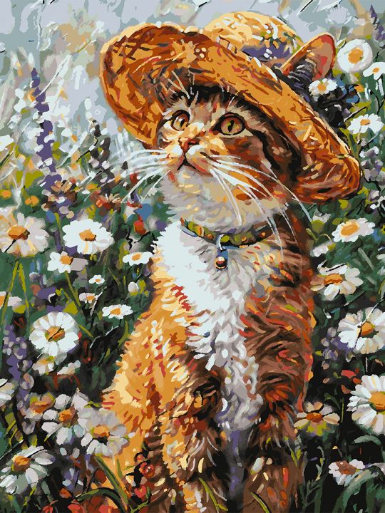 Картина по номерам без подрамника «Кот художник» 80x60 см