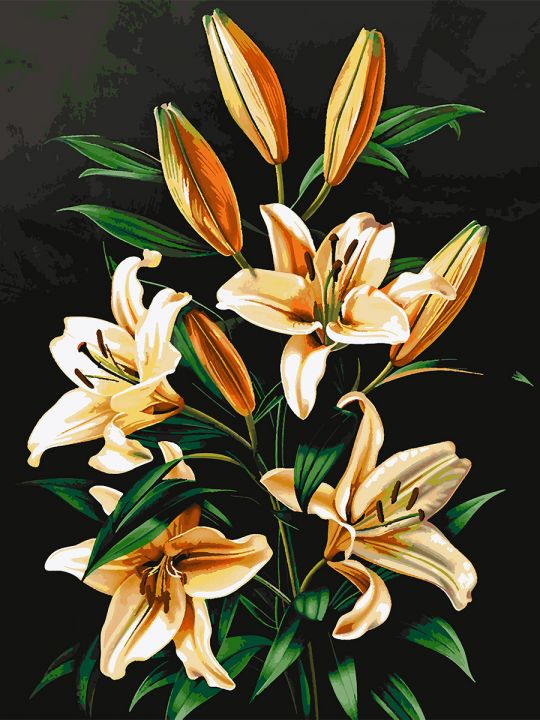 Картина по номерам без подрамника «Букет лилий» 130x100 см