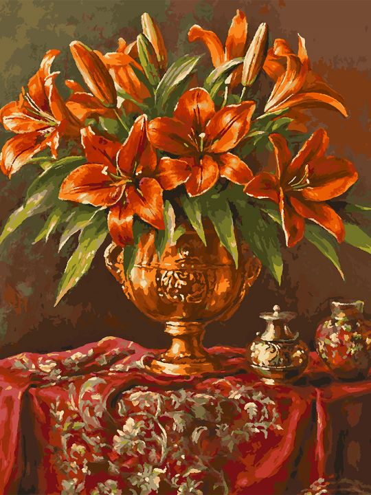 Картина по номерам без подрамника «Букет лилий» 90x70 см