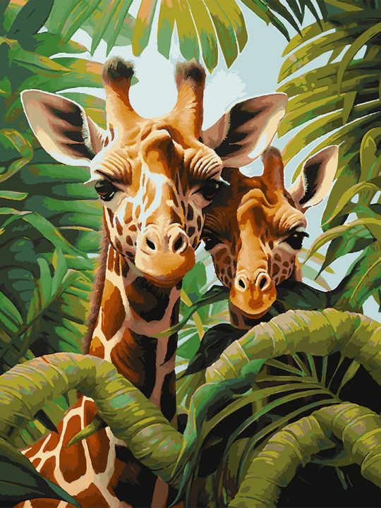 Картина по номерам без подрамника «Два жирафа» 80x60 см