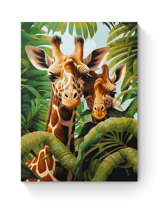 Картина по номерам на подрамнике «Два жирафа» 90x70 см