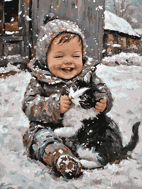 Картина по номерам без подрамника «Детство» 80x60 см