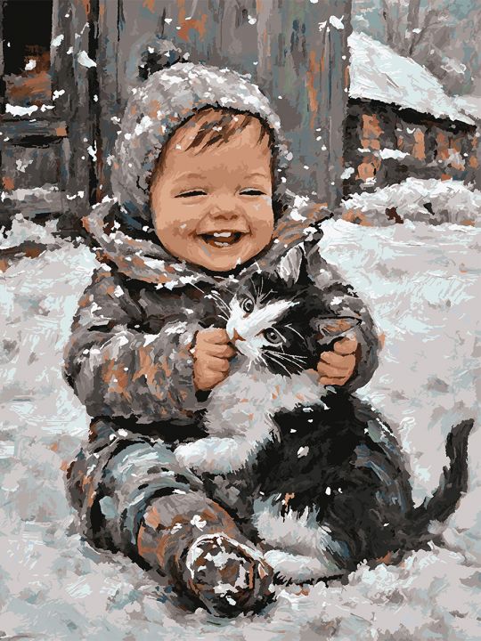 Картина по номерам без подрамника «Детство» 130x100 см