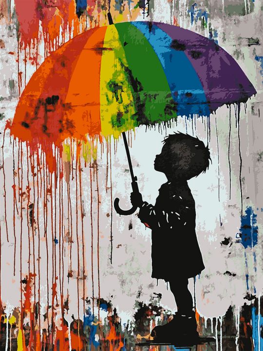 Картина по номерам без подрамника «Цветной дождь» 130x100 см