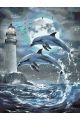 Картина по номерам без подрамника «Дельфины» 90x70 см