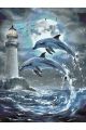Картина по номерам без подрамника «Дельфины» 130x100 см