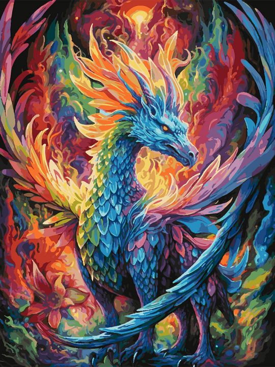 Картина по номерам без подрамника «Дракон» 90x70 см