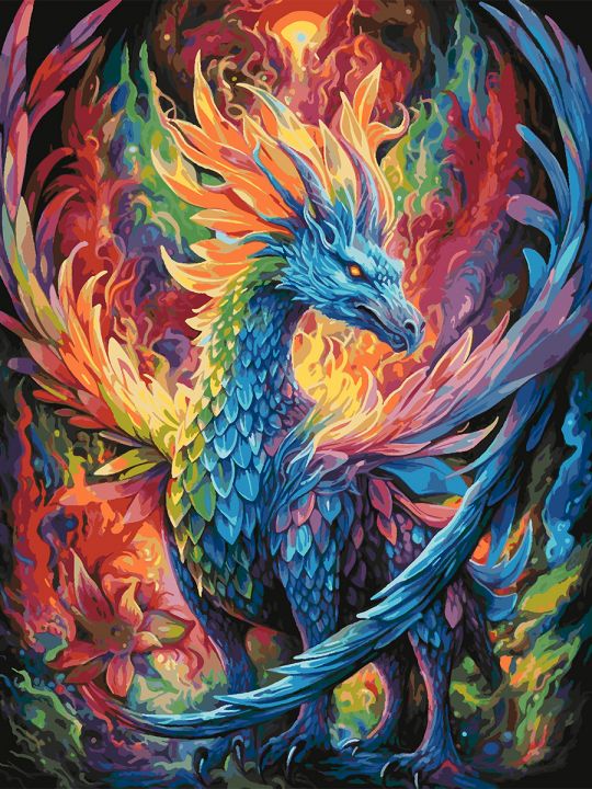 Картина по номерам без подрамника «Дракон» 130x100 см