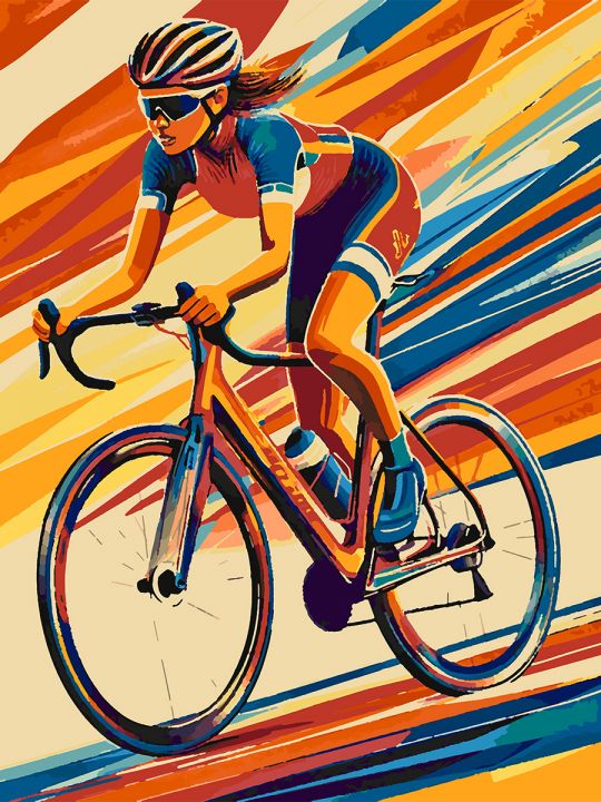 Картина по номерам без подрамника «Велоспорт» 80x60 см