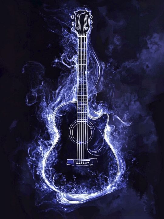 Алмазная мозаика без подрамника «Рок гитара» 90x70 см