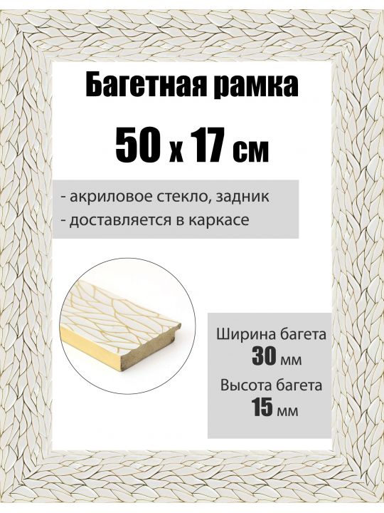 Рамка багетная для картин со стеклом 50 x 17 см, РБ-128