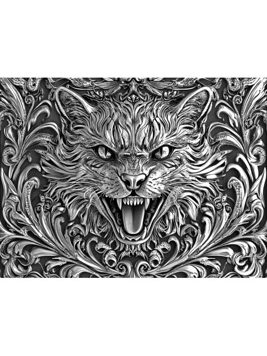 Алмазная мозаика без подрамника «Чеканка Кот» 35x25 см