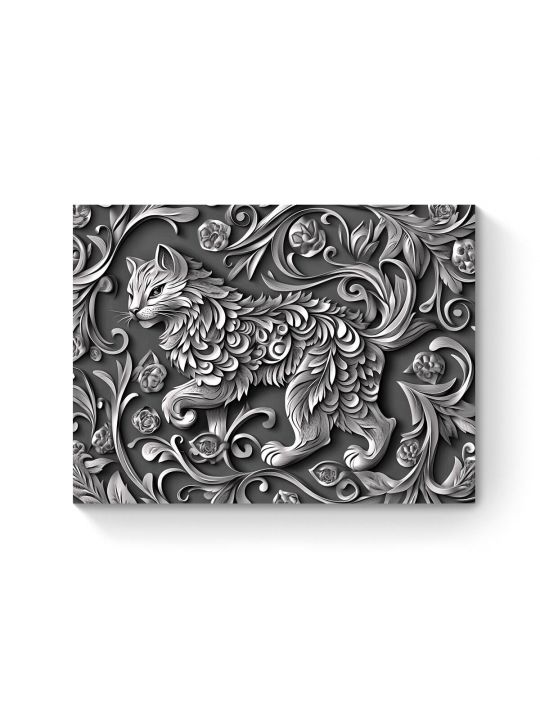 Алмазная мозаика на подрамнике «Чеканка Кошка» 80x60 см