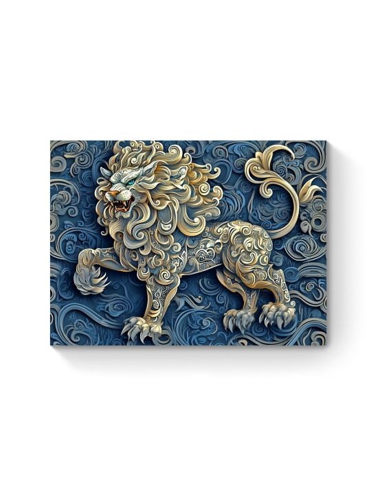 Алмазная мозаика на подрамнике «Чеканка Лев» 35x25 см