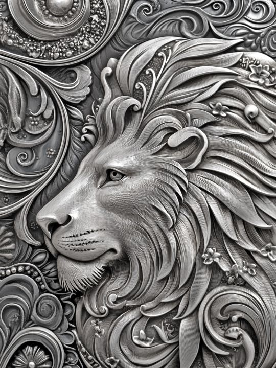 Алмазная мозаика без подрамника «Чеканка Лев» 70x50 см