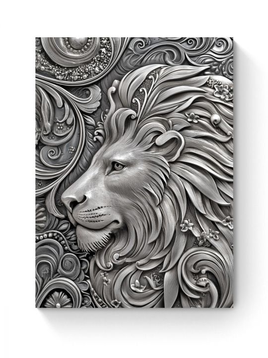 Алмазная мозаика на подрамнике «Чеканка Лев» 50x40 см