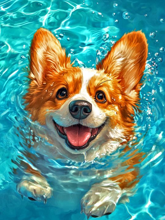 Алмазная мозаика без подрамника «Не боюсь воды» 50x40 см