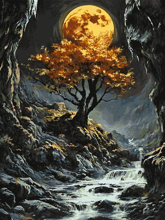 Картина по номерам без подрамника «Лунная ночь» 130x100 см