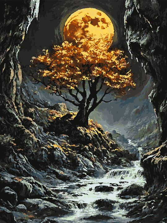 Картина по номерам без подрамника «Лунная ночь» 80x60 см