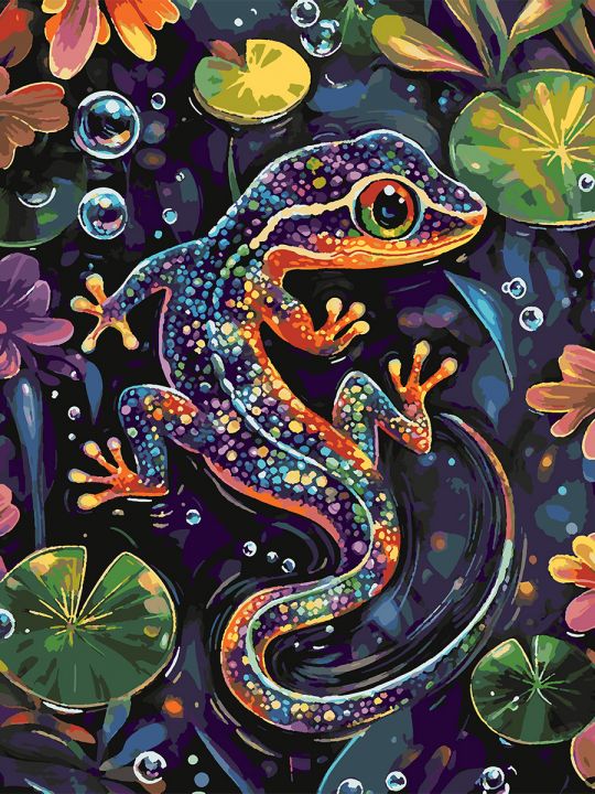 Картина по номерам без подрамника «Саламандра» 80x60 см