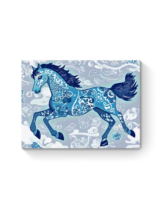 Картина по номерам на подрамнике «Лошадка гжель» 90x70 см