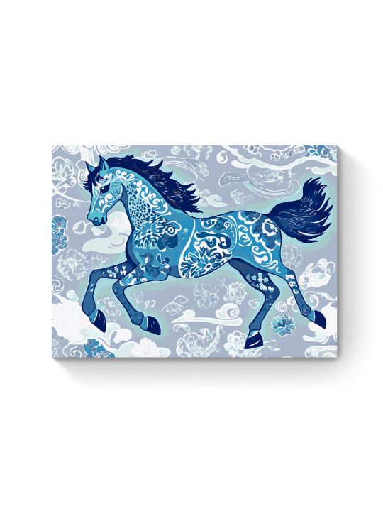 Картина по номерам на подрамнике «Лошадка гжель» 80x60 см