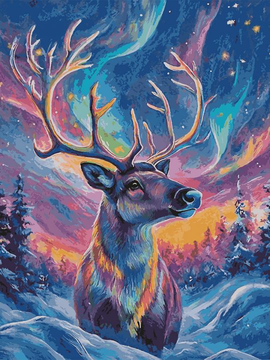 Картина по номерам без подрамника «Цветной олень» 130x100 см