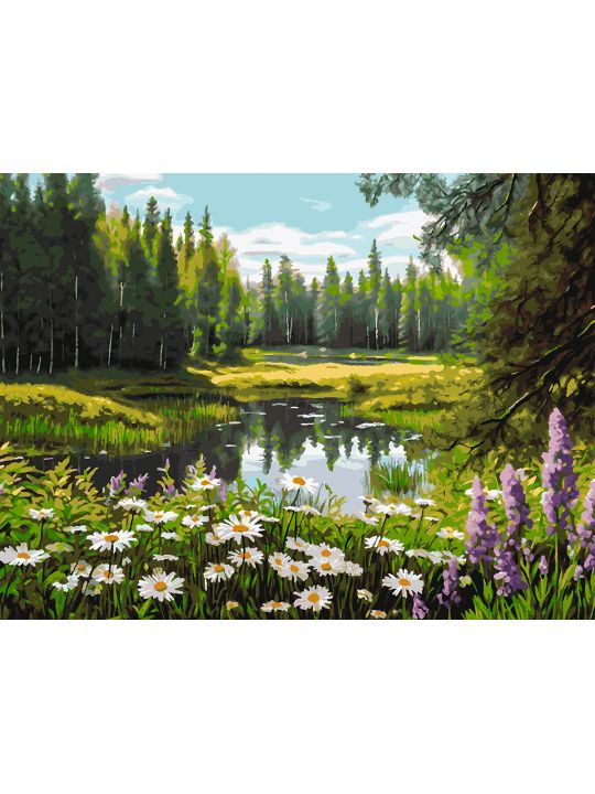 Картина по номерам без подрамника «Цветочный луг» 90x70 см