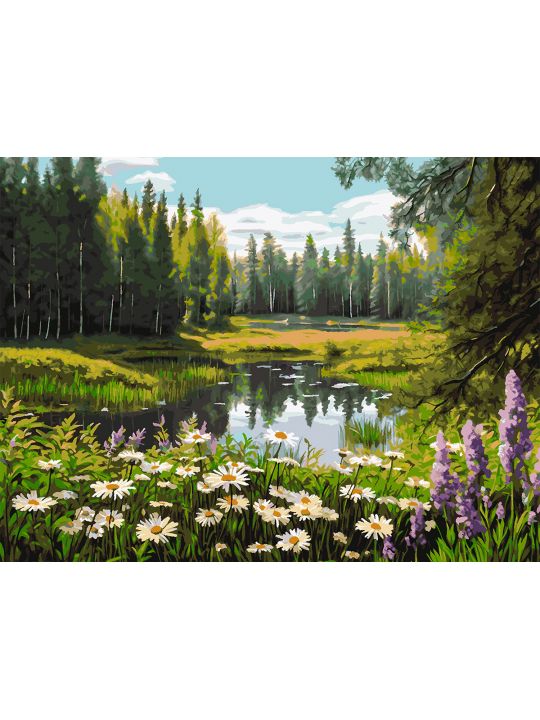 Картина по номерам без подрамника «Цветочный луг» 130x100 см