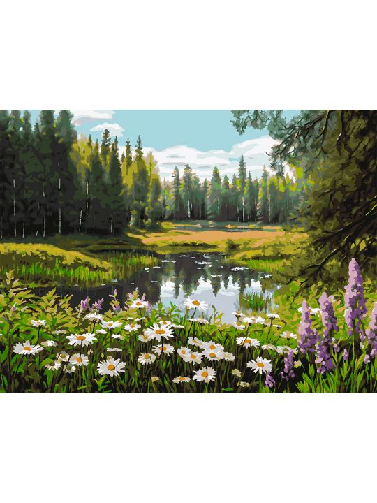 Картина по номерам без подрамника «Цветочный луг» 80x60 см