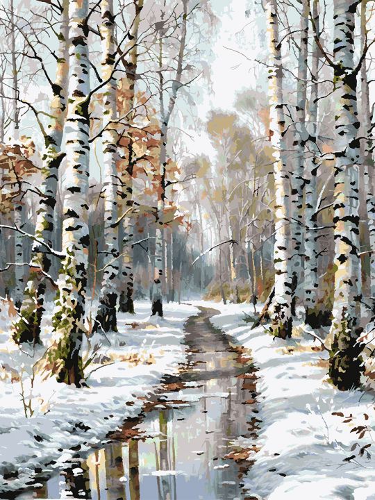 Картина по номерам без подрамника «Оттепель» 130x100 см