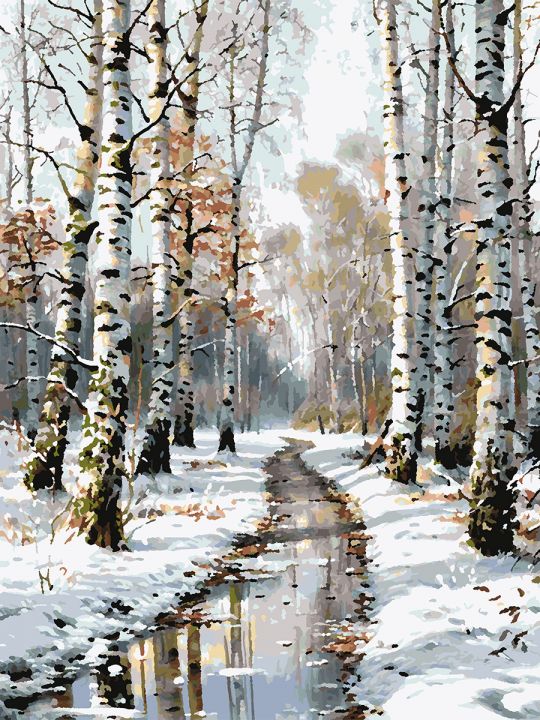 Картина по номерам без подрамника «Оттепель» 80x60 см